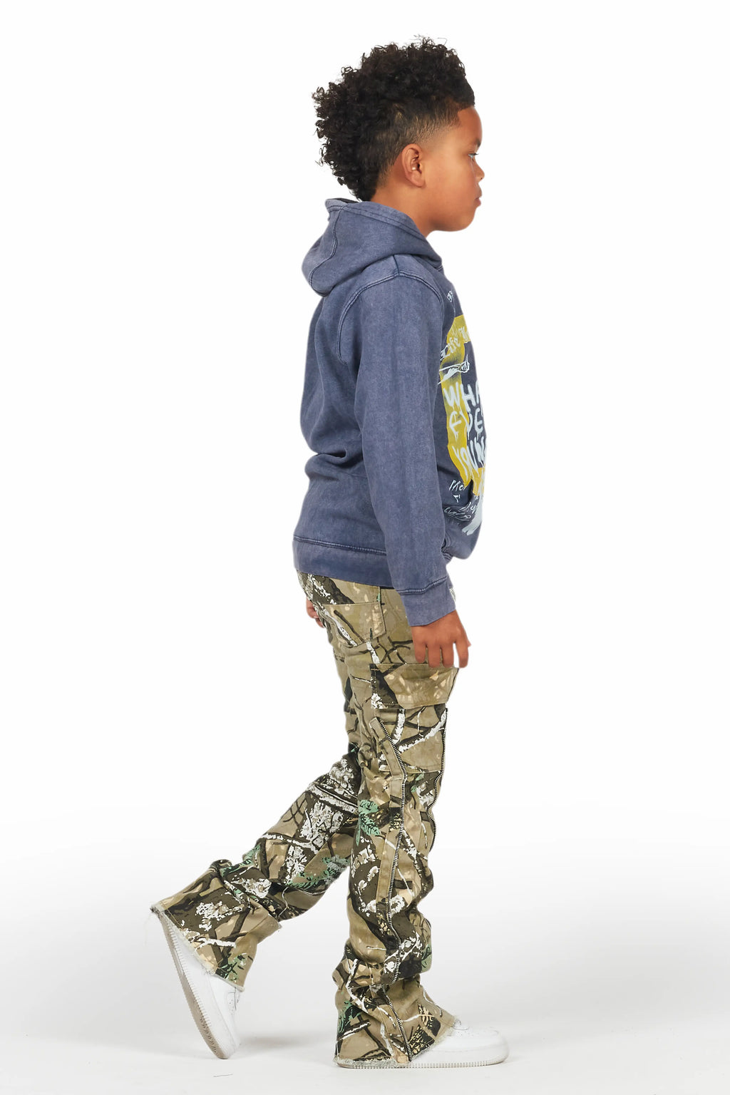 Boys Beau Vintage Navy Hoodie & Hutch Tree Camo Stacked Jean Set