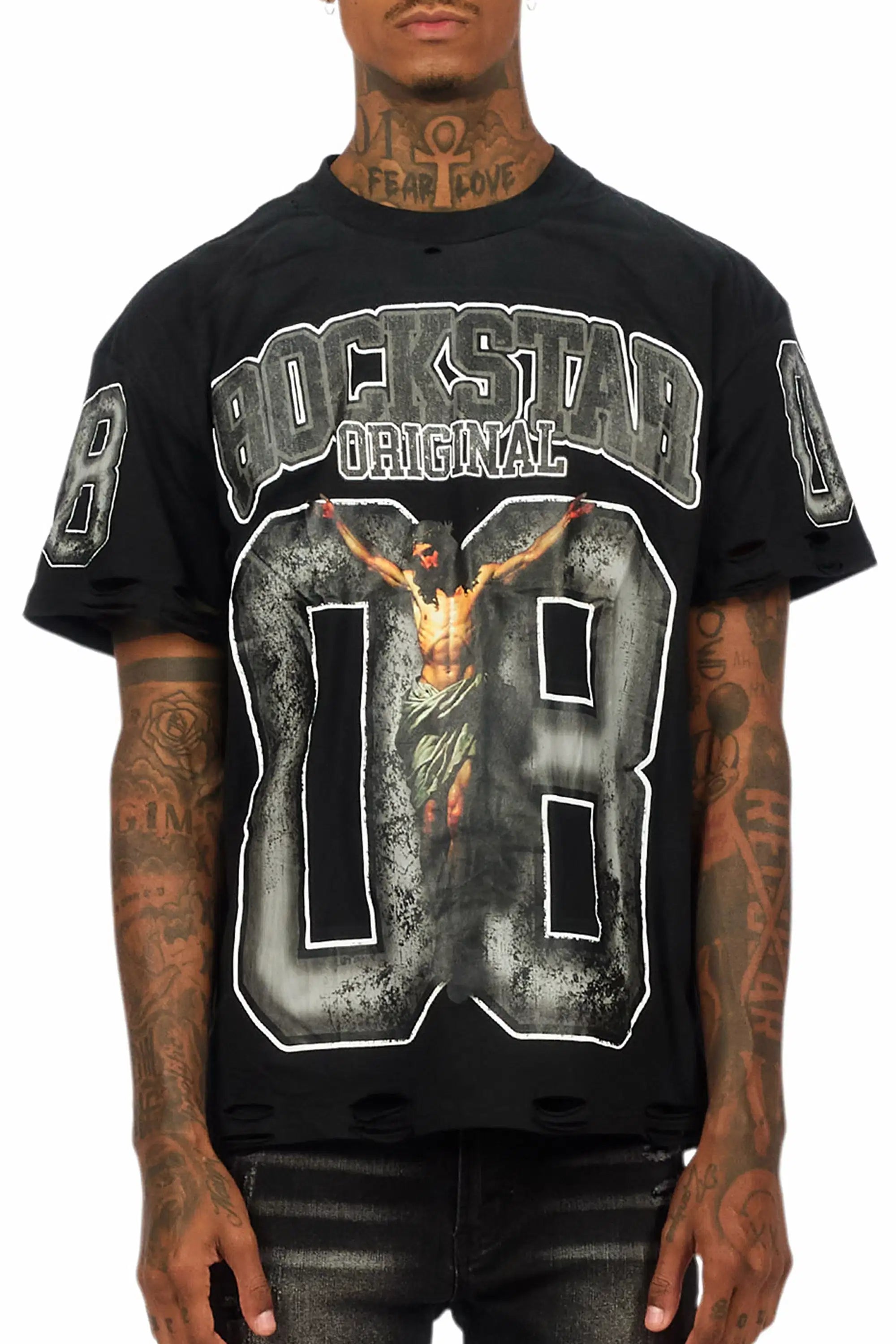 Fields Black/Grey Oversized Graphic T-Shirt