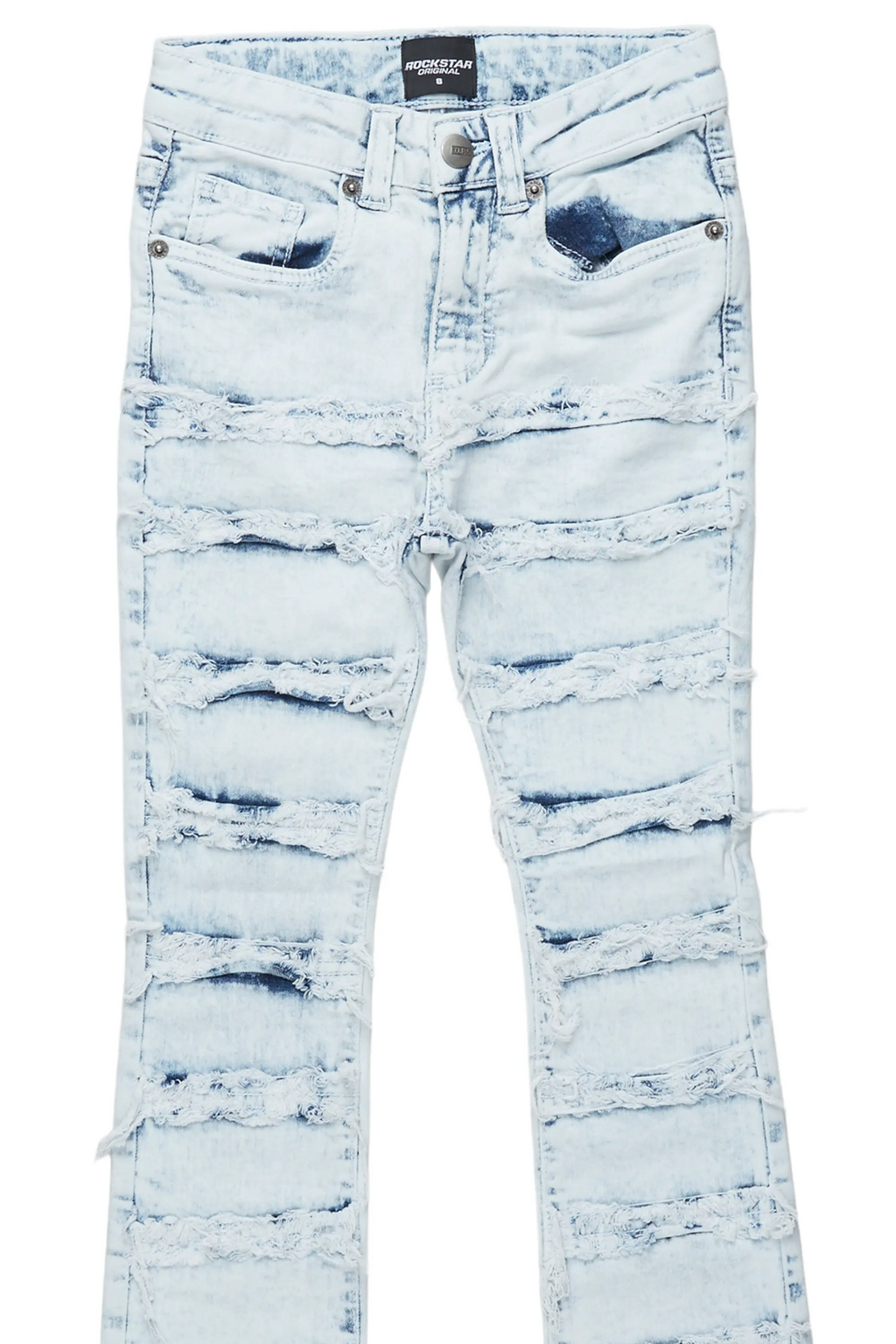 Boys Cullen Light Blue Frayed Stacked Flare Jean