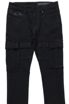 Sarg Black Cargo Stacked Flare Jean