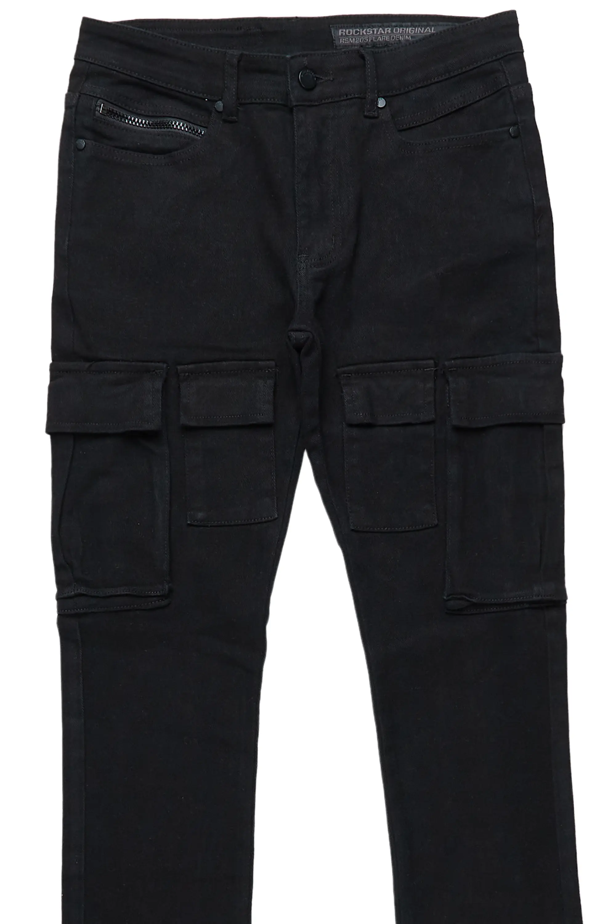 Sarg Black Cargo Stacked Flare Jean