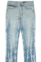Glit Blue Rhinestone Stacked Flare Jean