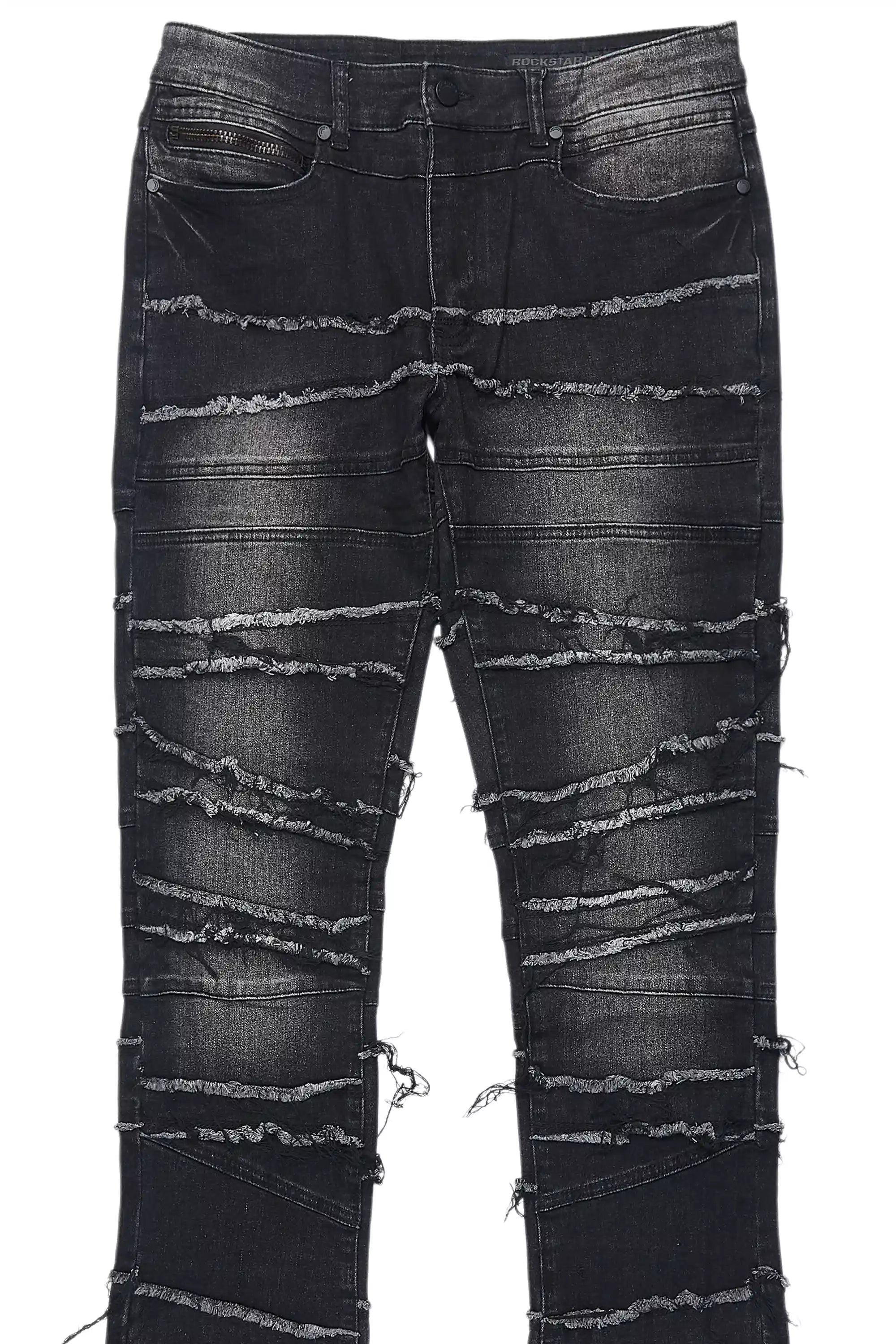 Franko Dark Grey Stacked Flare Jean