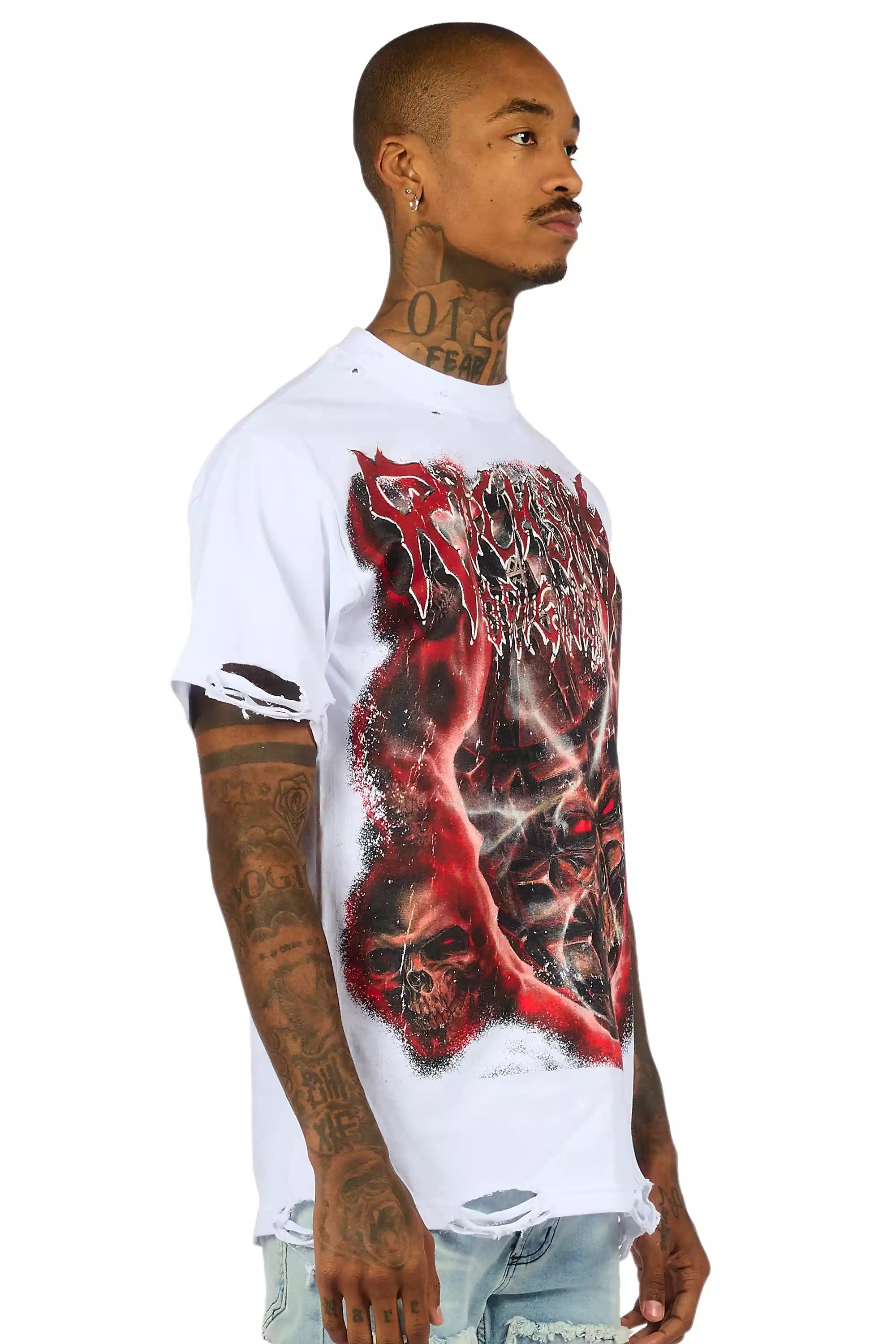 Torrez White/Multi Oversized Graphic T-Shirt