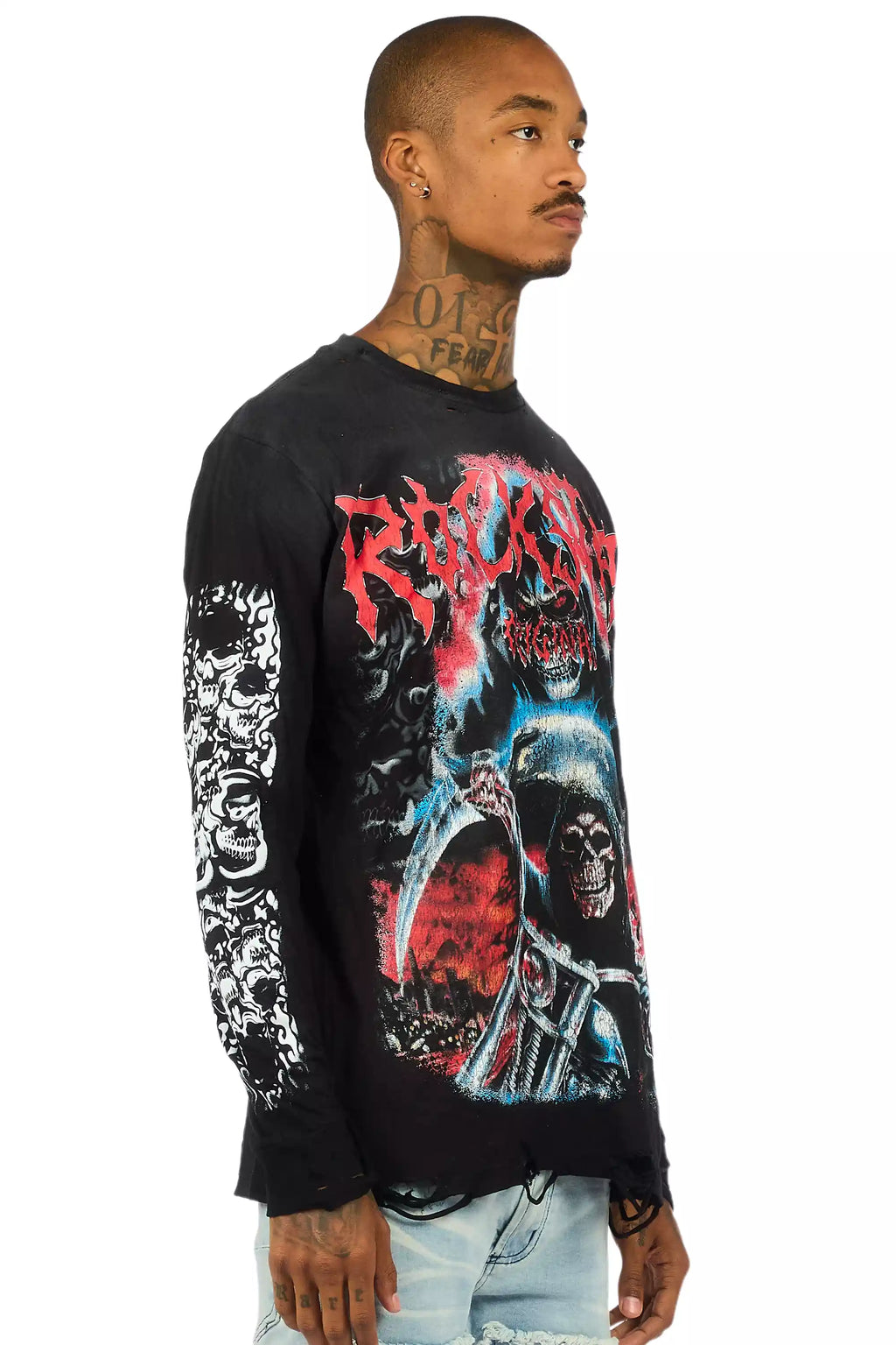 Dravon Black Long Sleeve Graphic T-Shirt
