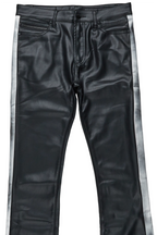 Fusao Black Stacked Faux Leather Jean
