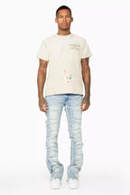 Shake Light Blue Stacked Flare Jean