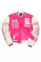 Sharray Hot Pink Oversized Varsity Jacket