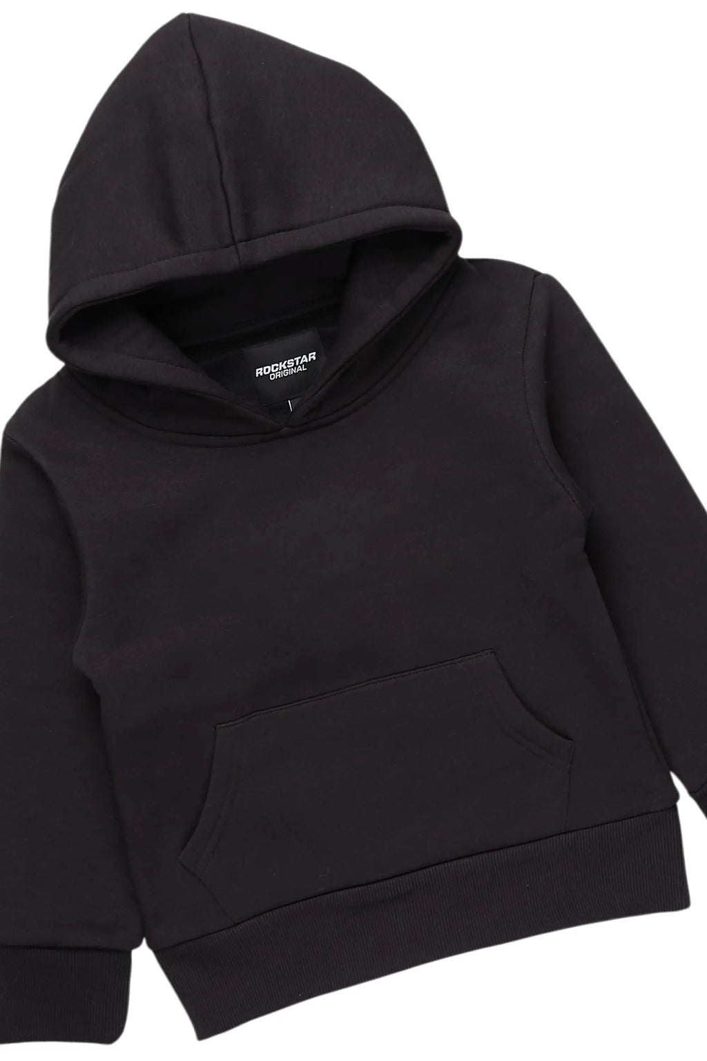 Boys Basic Black Stacked Flare Pant Set