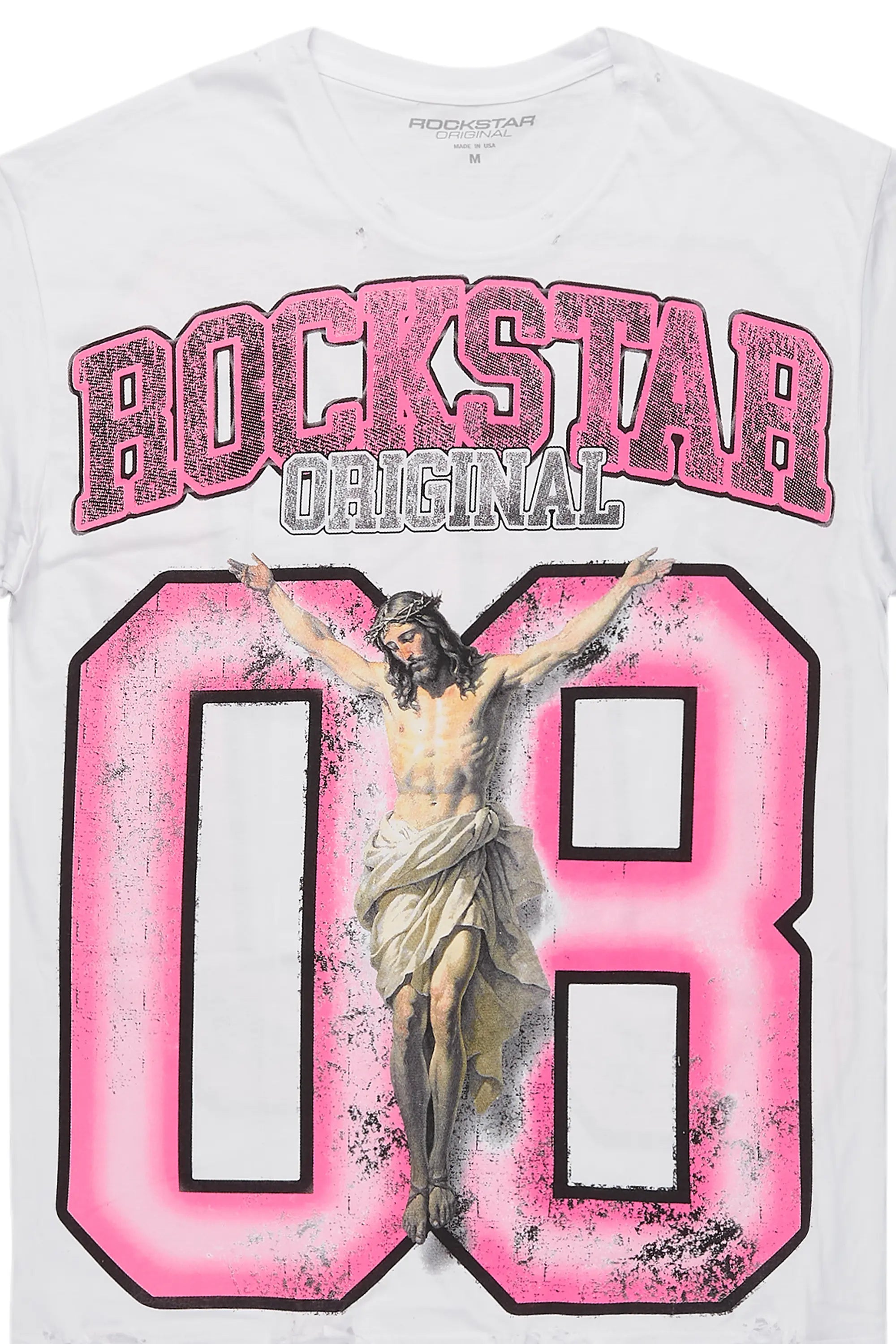 Fields White/Pink Oversized Graphic T-Shirt