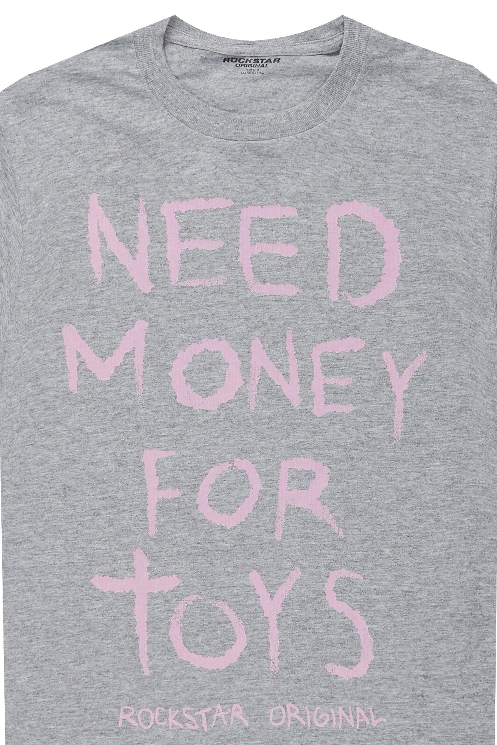 Girls M4 Toys Grey/Light Pink Graphic T-Shirt