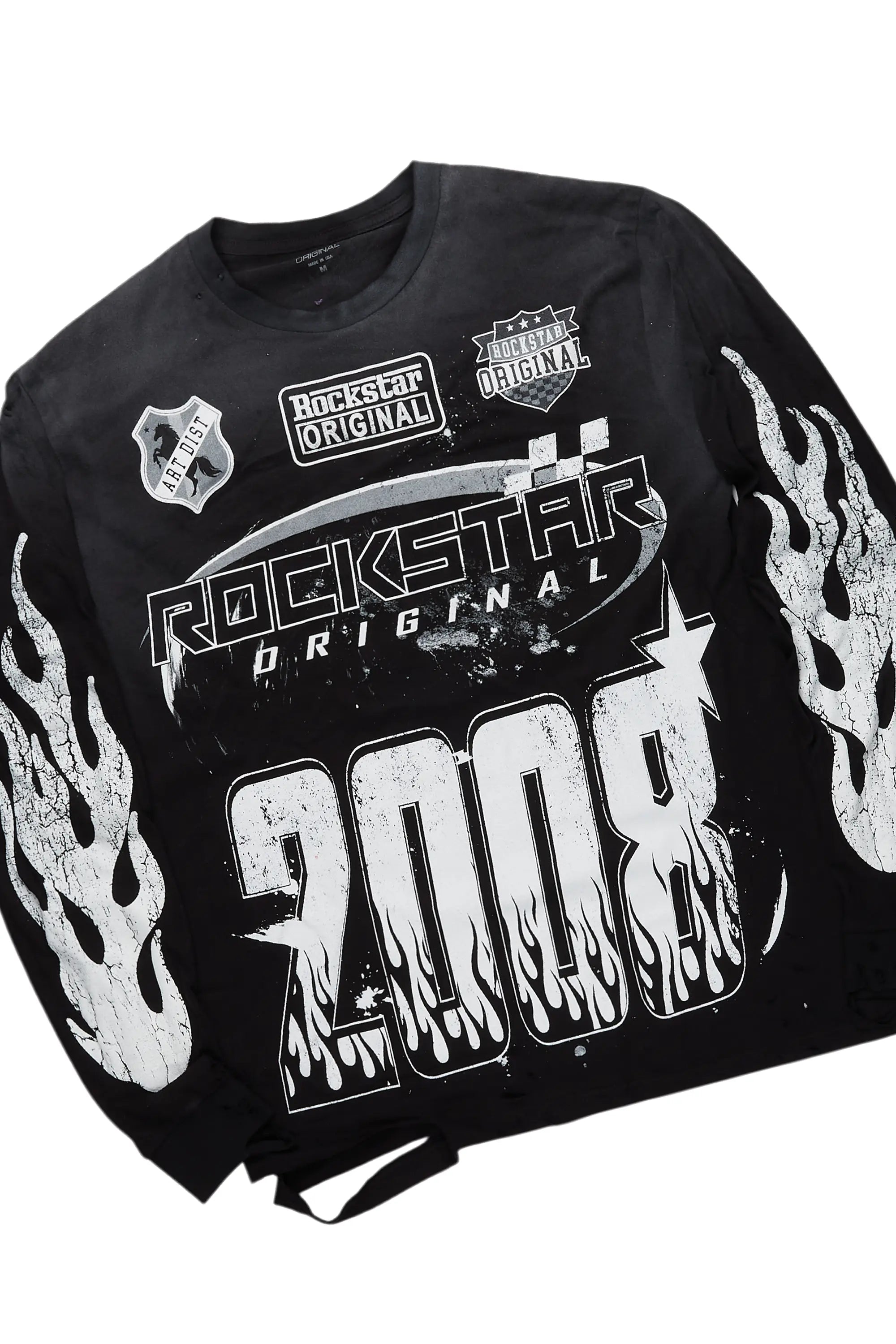 Amos Black Long Sleeve T-Shirt/Patch Baggy Pant Set