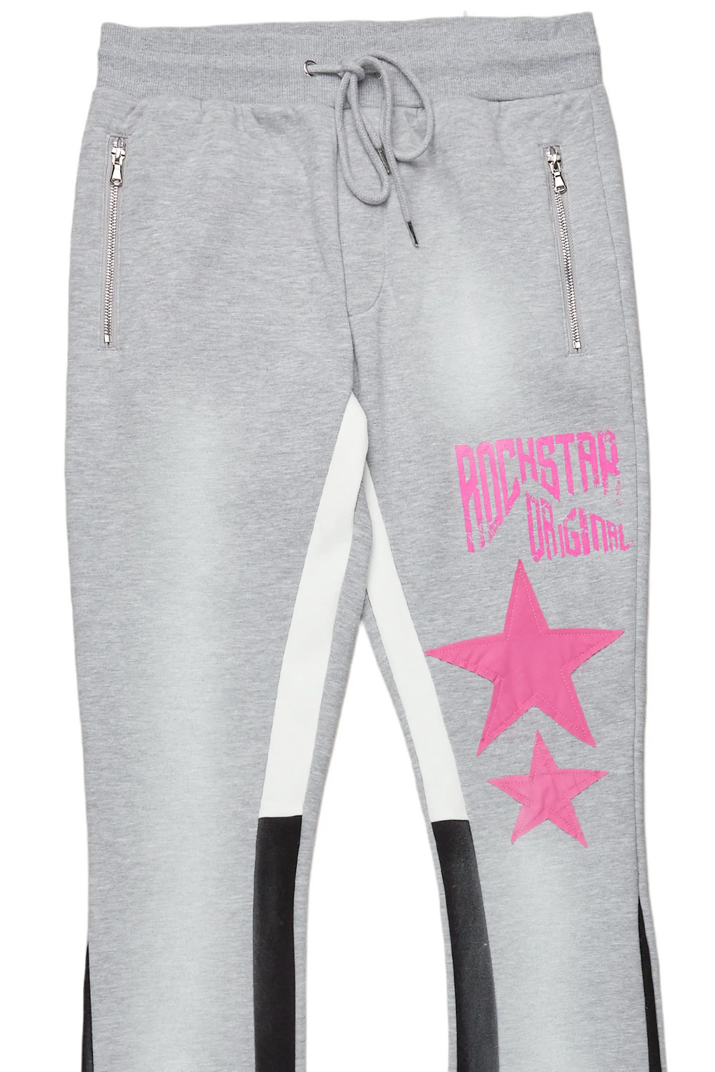 Raivo Heather Grey Graphic Stacked Flare Pant