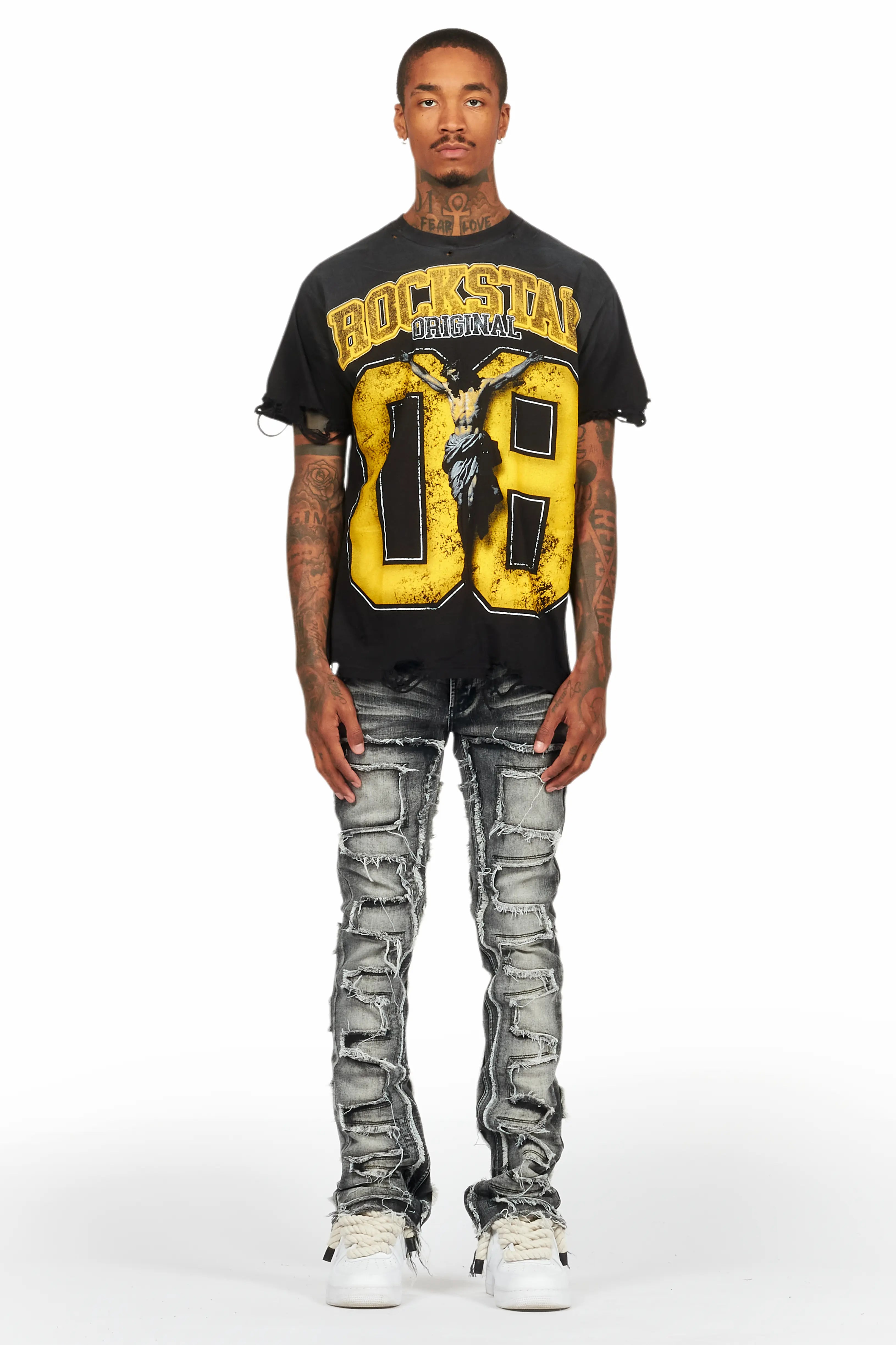 Fields Black/Yellow Oversized Graphic T-Shirt