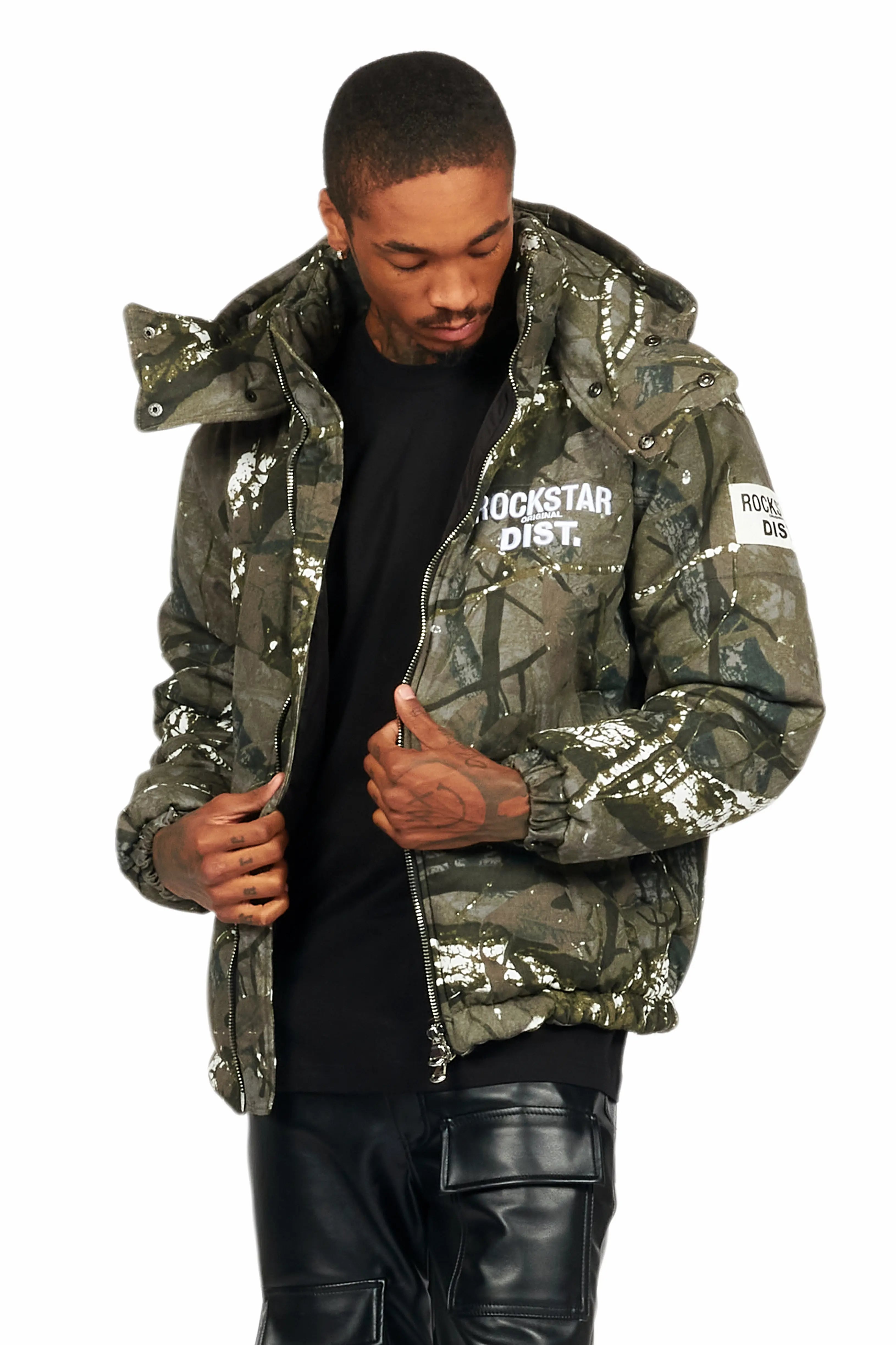 Bevis Grey Tree Camo Puffer Jacket