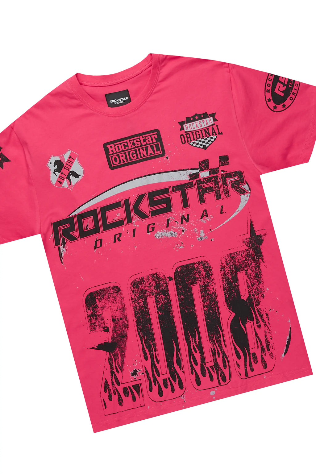 Amos Fuschia/Black Graphic T-Shirt Short Set