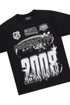 Amos Black T-Shirt/Painted Stacked Flare Jean