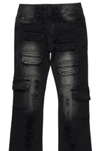 Boys Kade Black Stacked Flare Jean