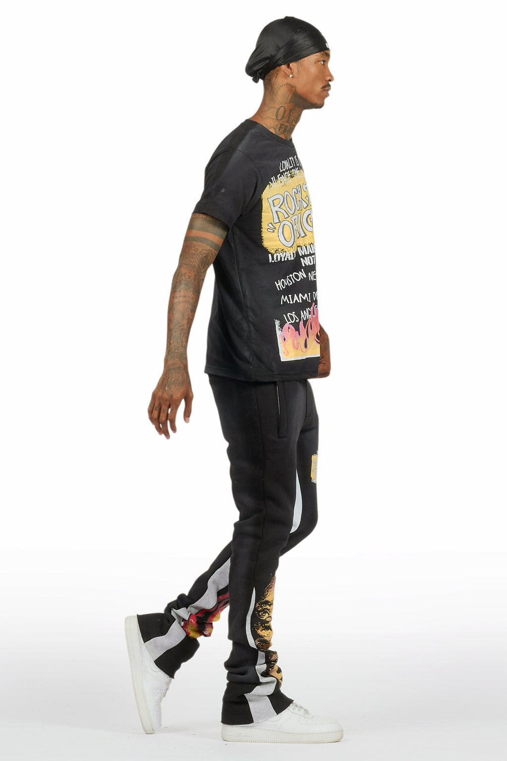 Beno Black/Yellow T-Shirt/Stacked Flare Track Set