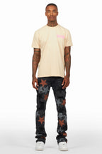 StarLane Dark Grey Stacked Flare Jean