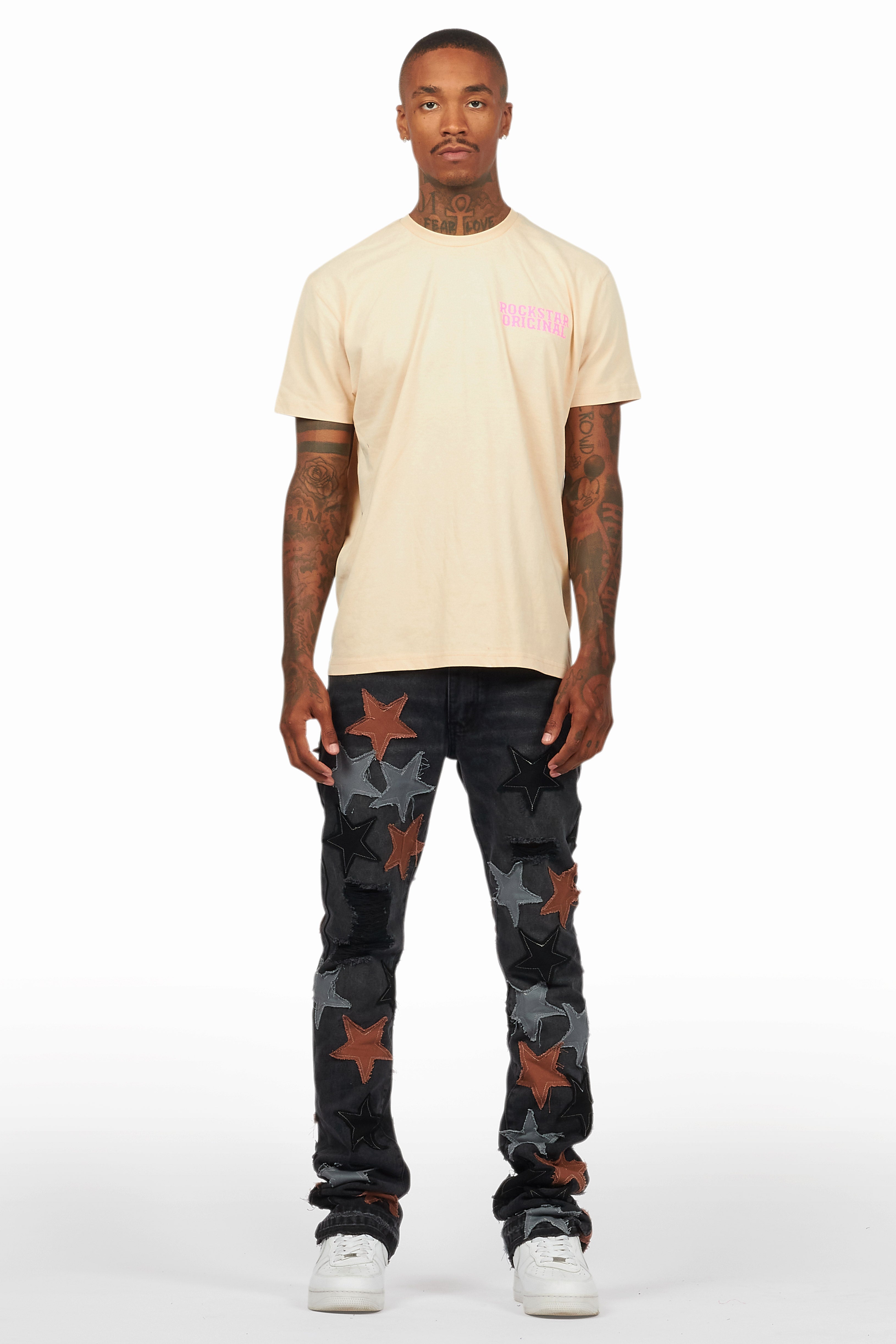 StarLane Dark Grey Stacked Flare Jean