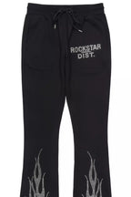 Pyrel Black/Silver Rhinestone Stacked Flare Pant