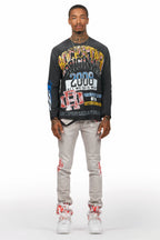 Kodak Grey/Red Painter Stacked Flare Jean