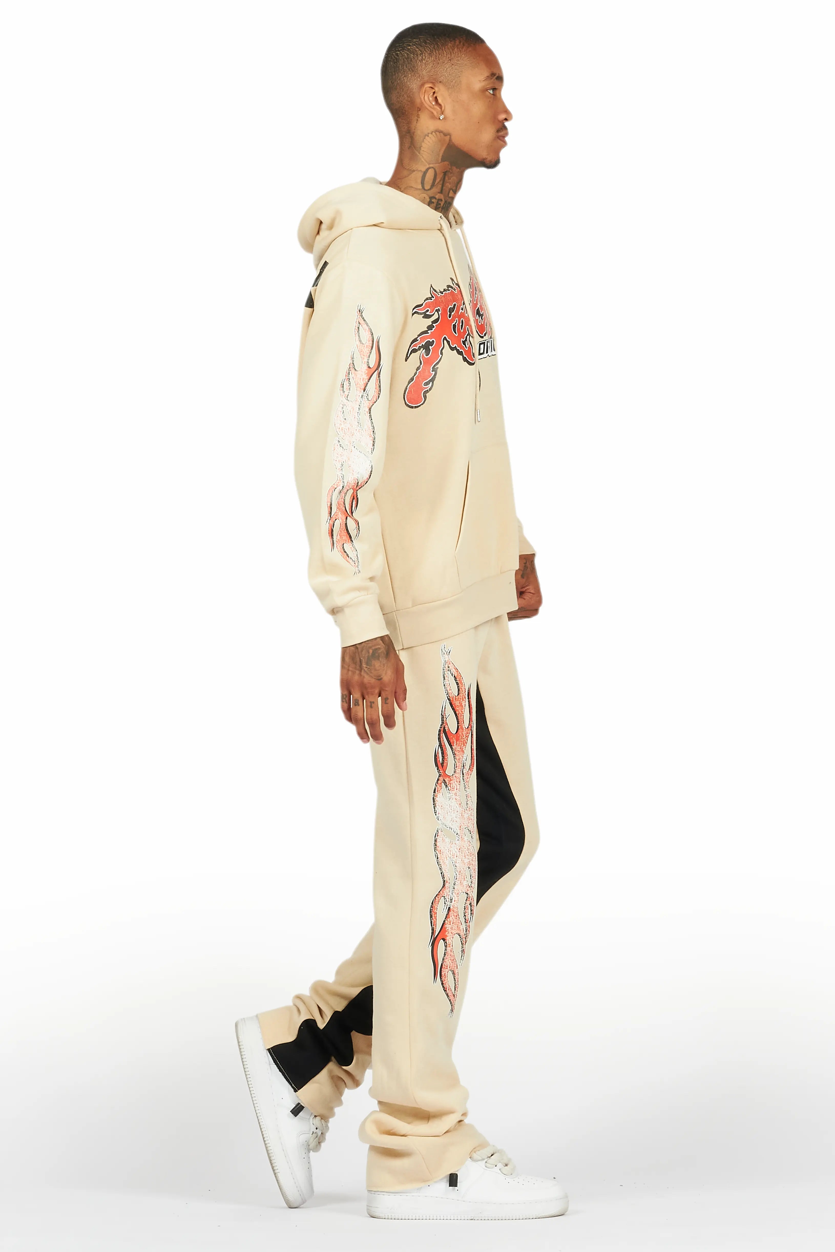 Yash Beige Hoodie Baggy Fit Pant Track Set