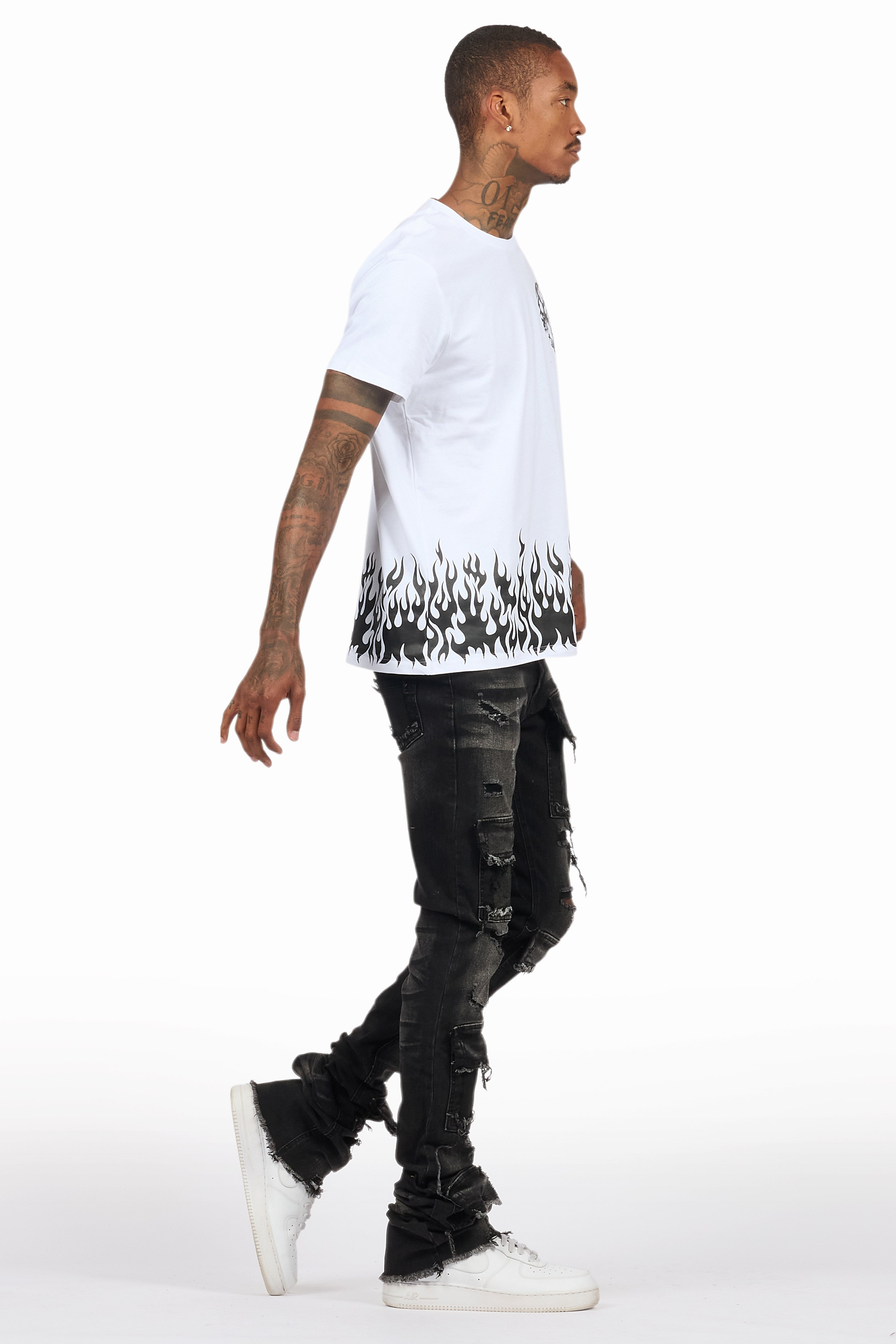 Bubble White/Black T-Shirt/Super Stacked Flare Jean Bundle