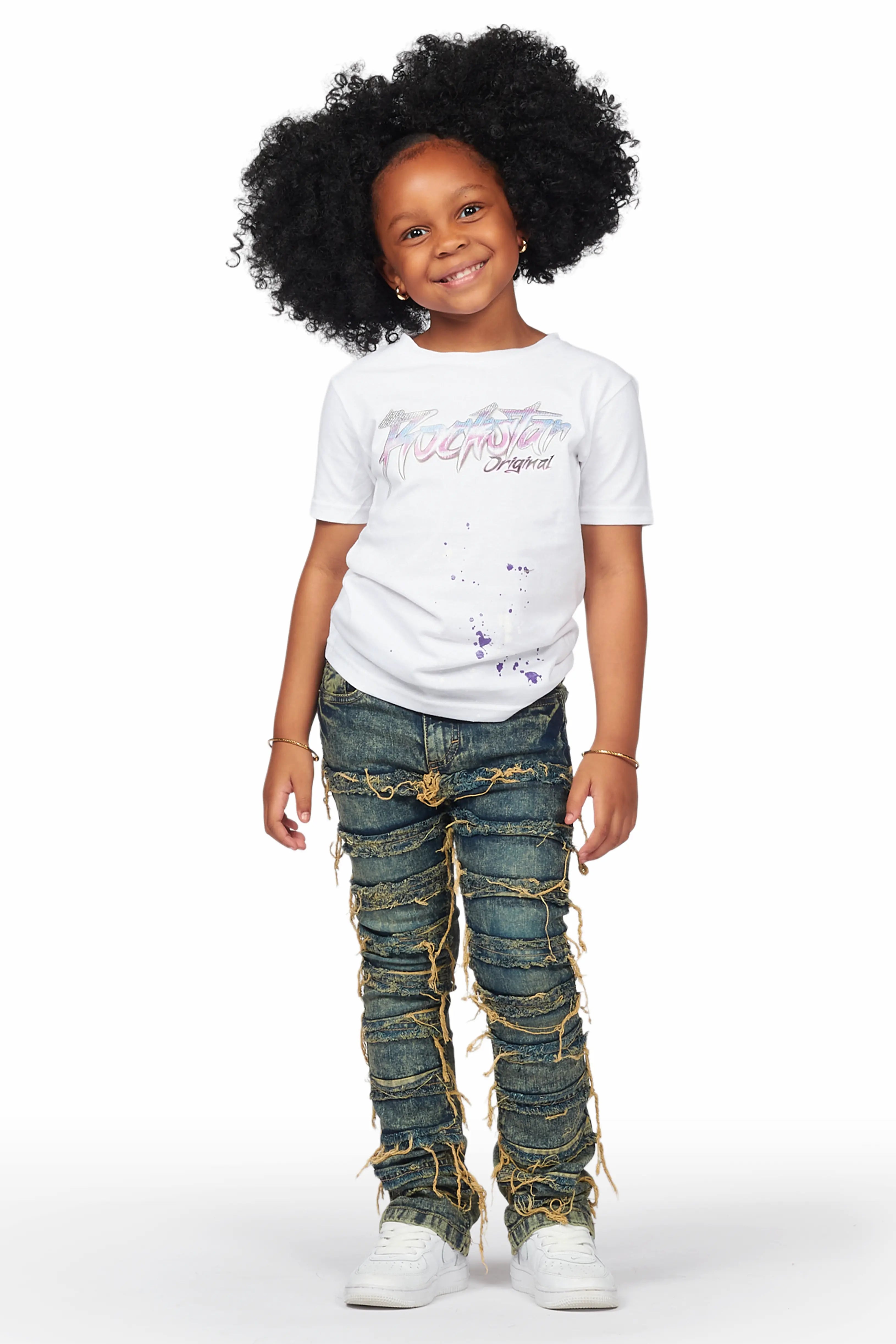 Girls Kazu Vintage Stacked Flare Jean