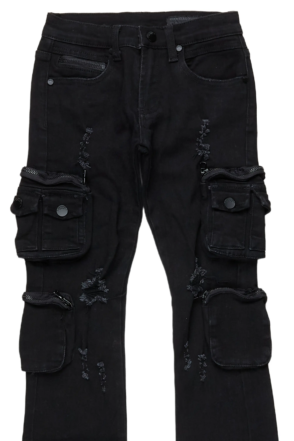 Girls Alisson Black Stacked Flare Jean