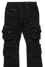 Girls Alisson Black Stacked Flare Jean