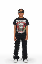 Boys Shake Jet Black Stacked Flare Jean