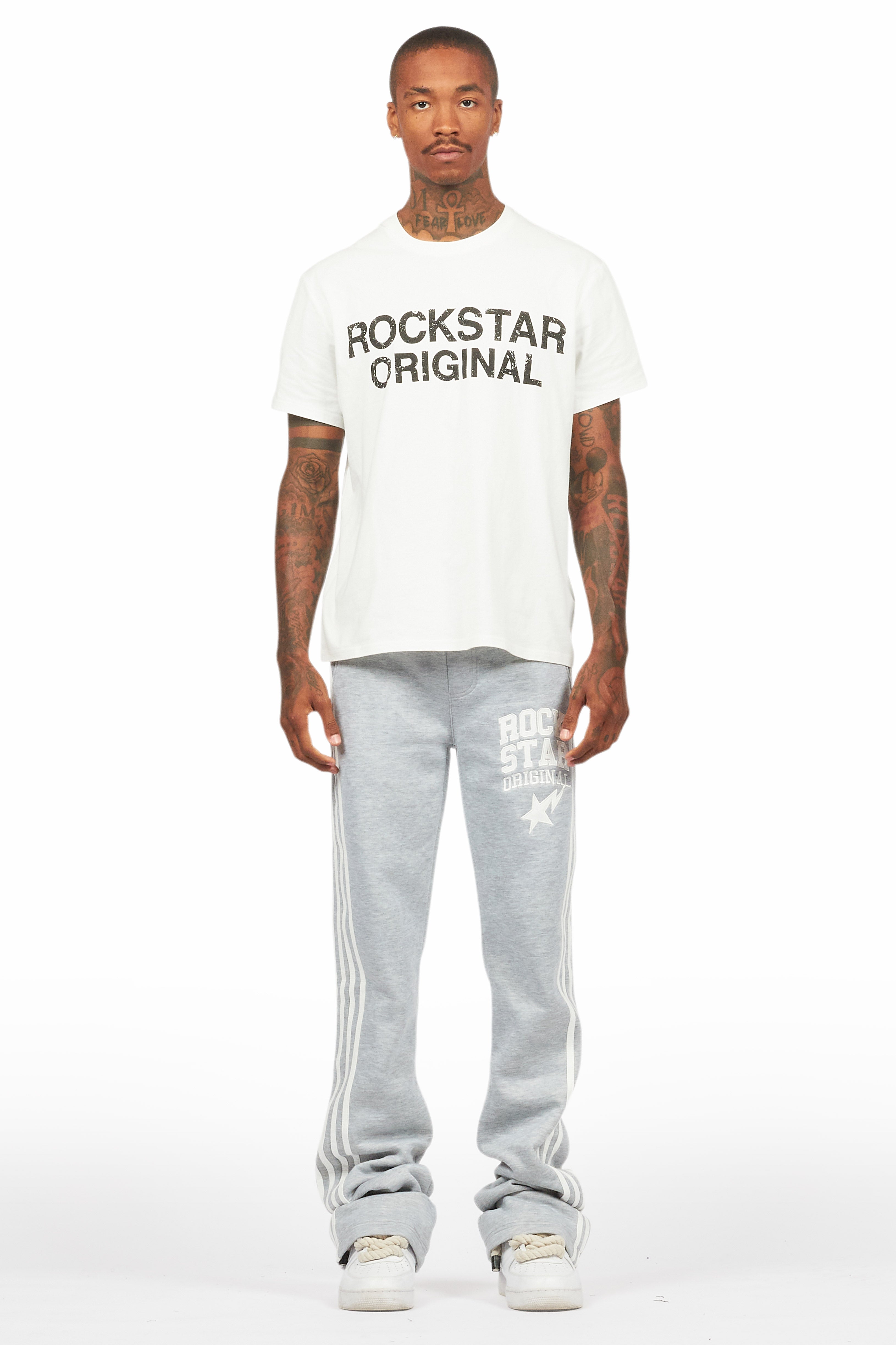 Gerrit Heather Grey Fleece Stacked Baggy Track Pant