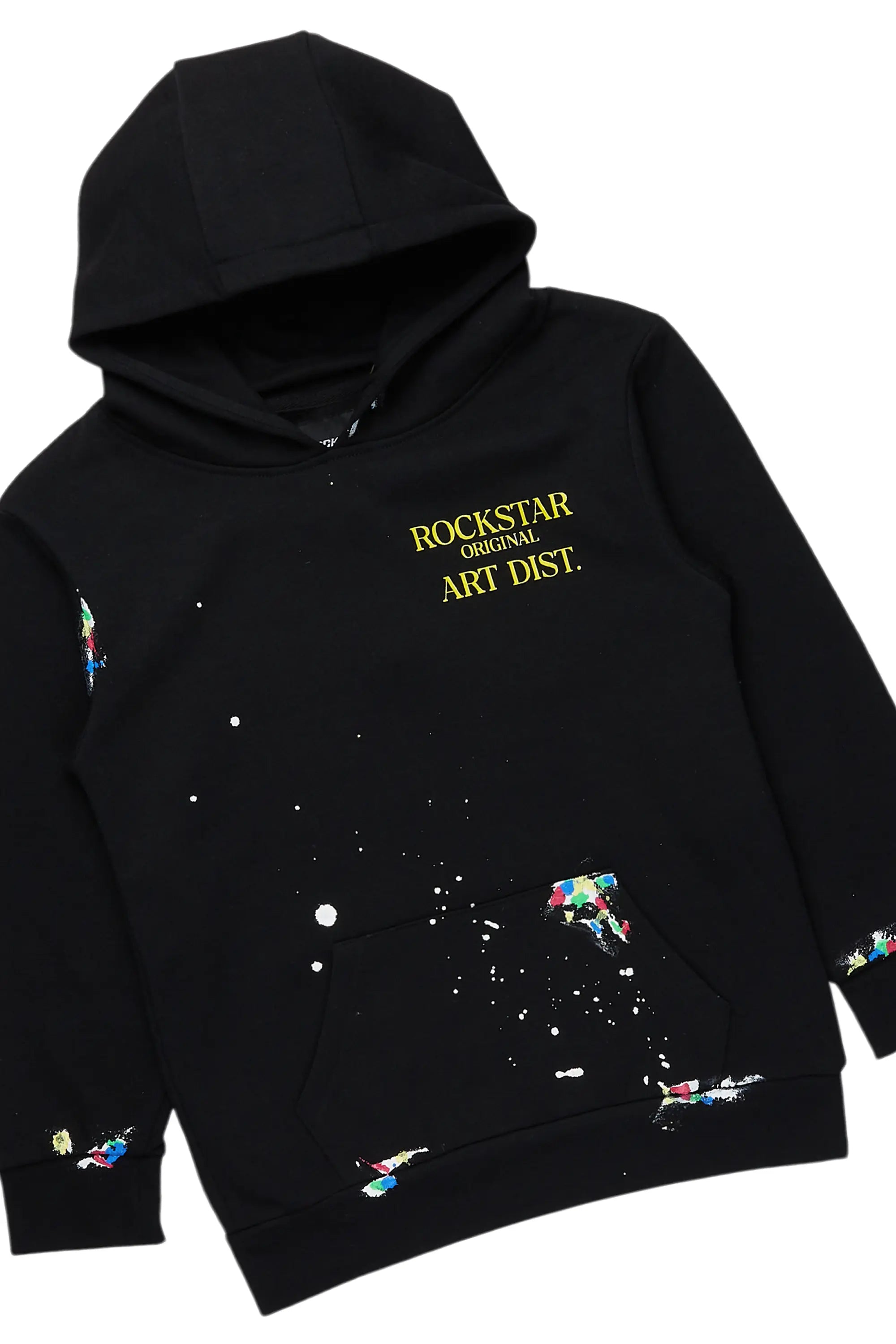 Boys Palmer Black/Yellow Hoodie/Stacked Flare Jean Set