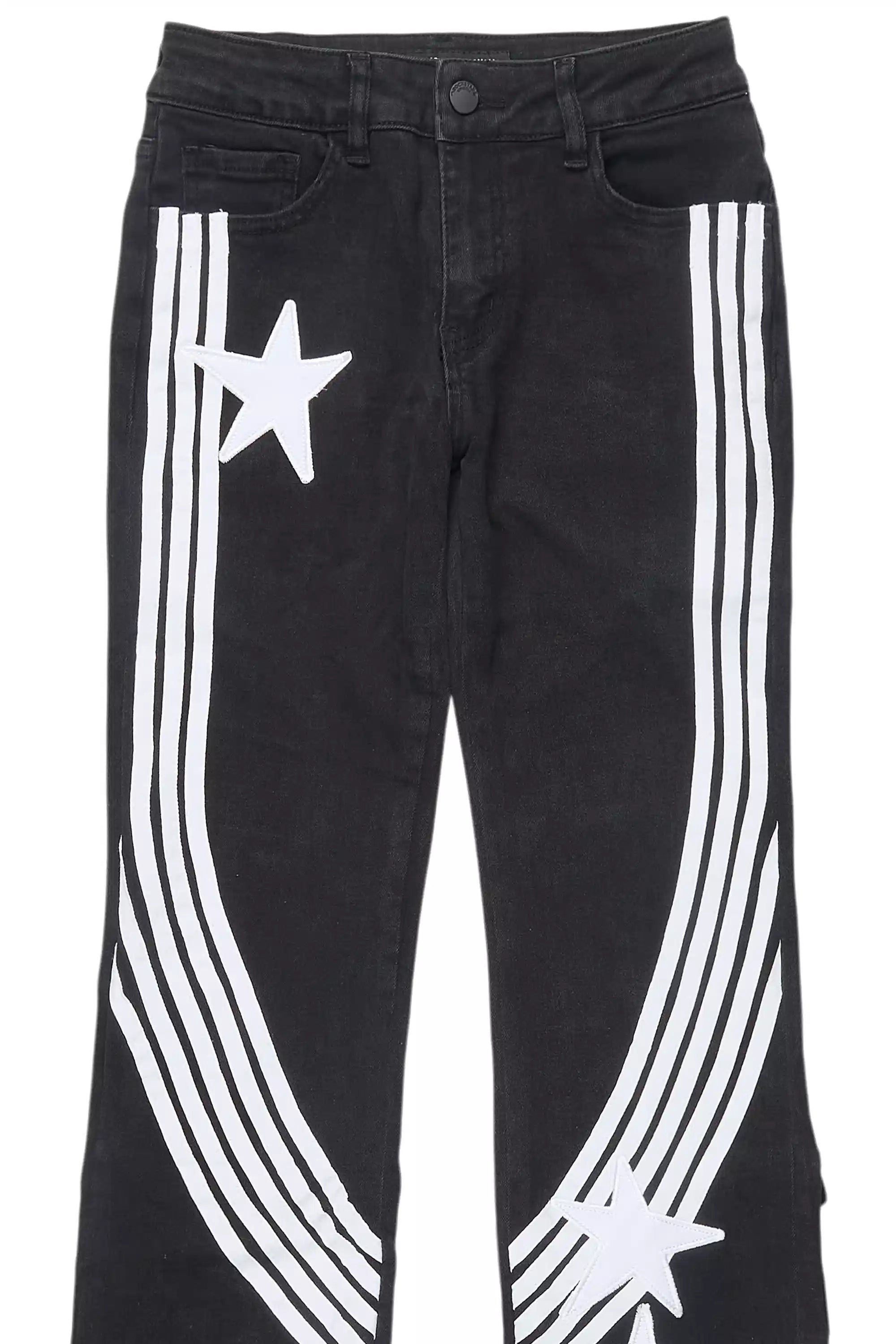 Girls Jaziya Black Stacked Jean