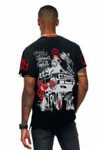 Grill Black Graphic Oversized T-Shirt