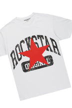 Mallor White/Burgundy T-Shirt/Stacked Baggy Track Pant Set