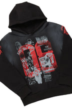 Boys Xavier Black Hoodie/Stacked Flare Jean Set