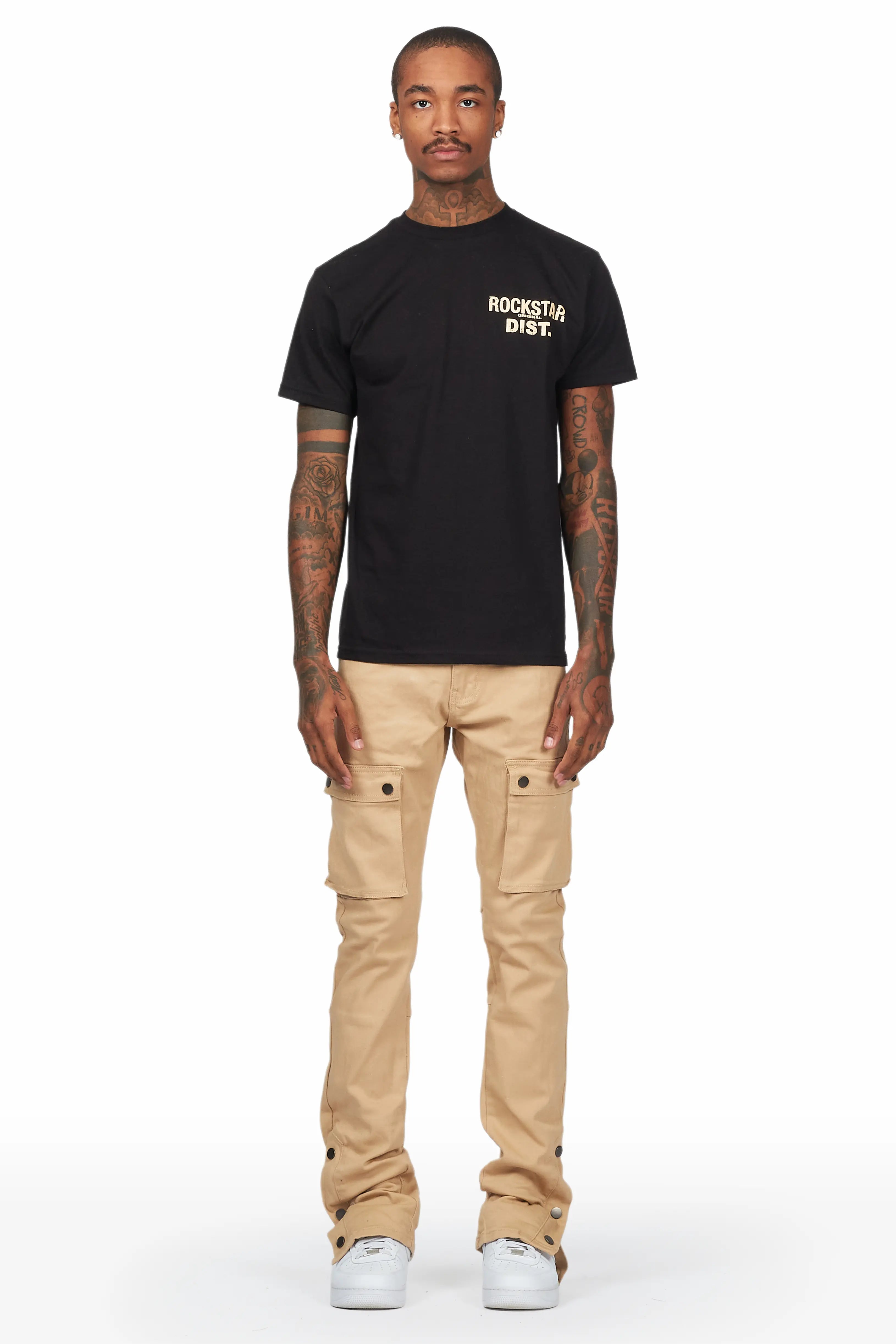 Waage Khaki Cargo Stacked Flare Jean