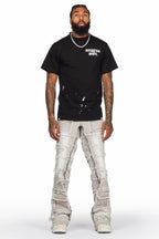 Taimo Grey Baggy Cargo Stacked Jean