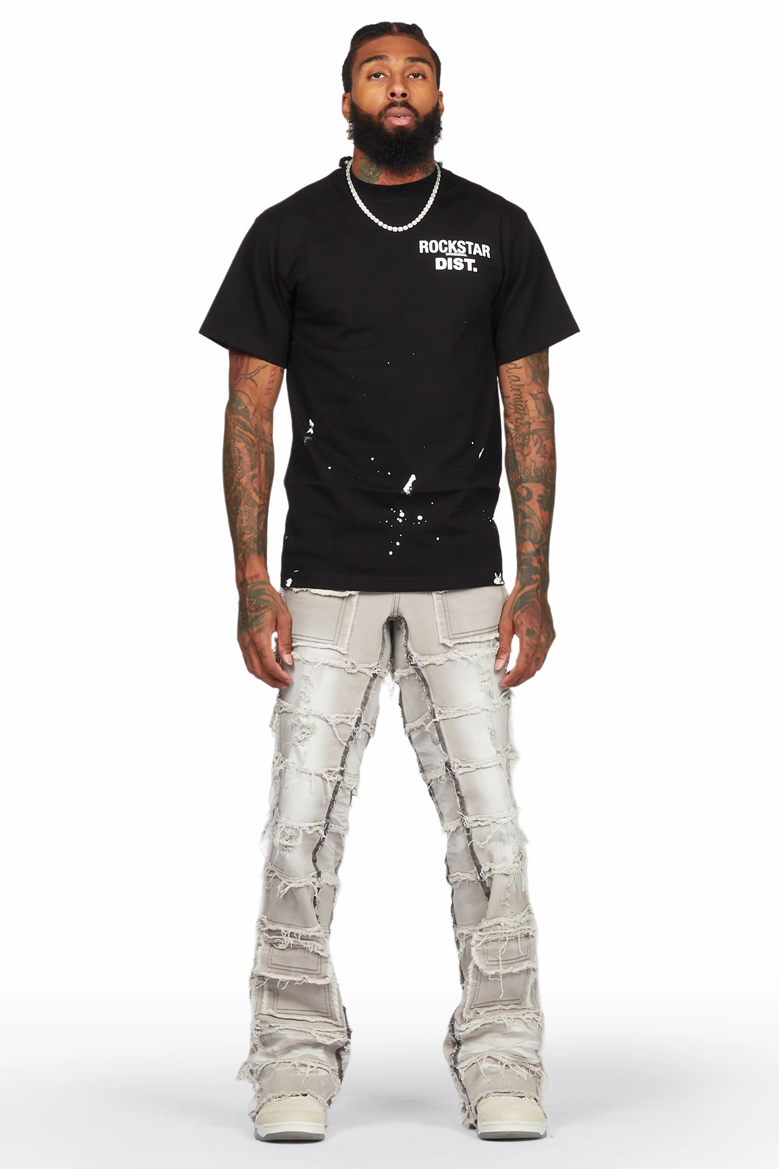 Taimo Grey Baggy Cargo Stacked Jean
