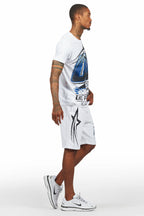 Kastell White/Blue T-Shirt Short Set