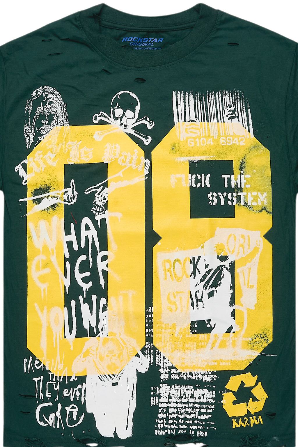 Grill Dark Green/Yellow Graphic Oversized T-Shirt