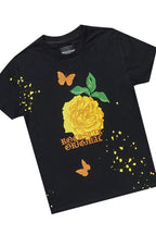 Girls Galia Black T-Shirt/Super Stacked Flare PU Jean Set