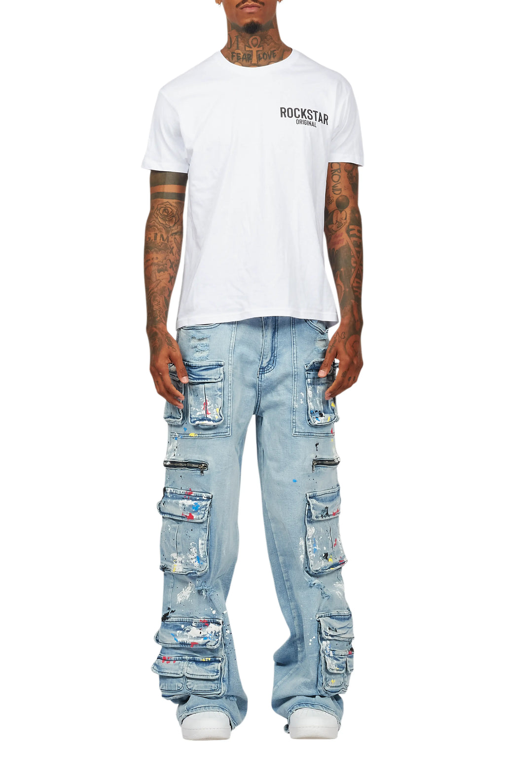 Valo Light Blue Painter Baggy Cargo Jean