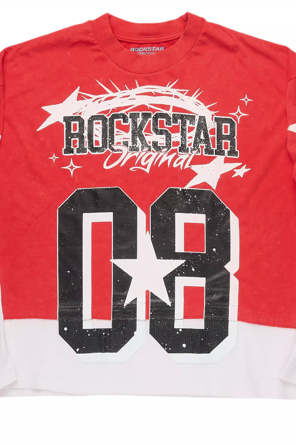 Allstar Red/White Boxy Crop Double Layer Tee