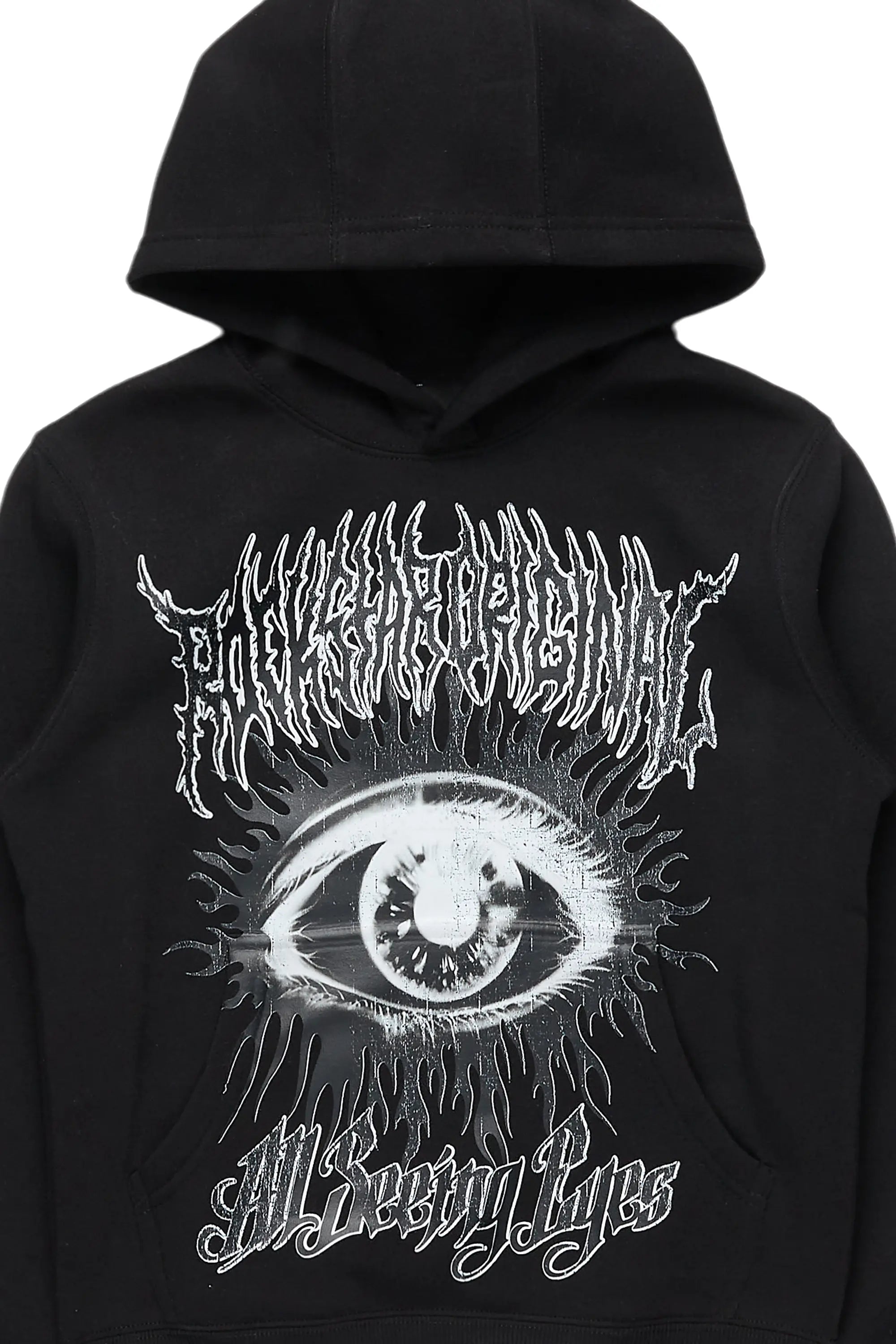 Boys All Eyes Black Graphic Hoodie