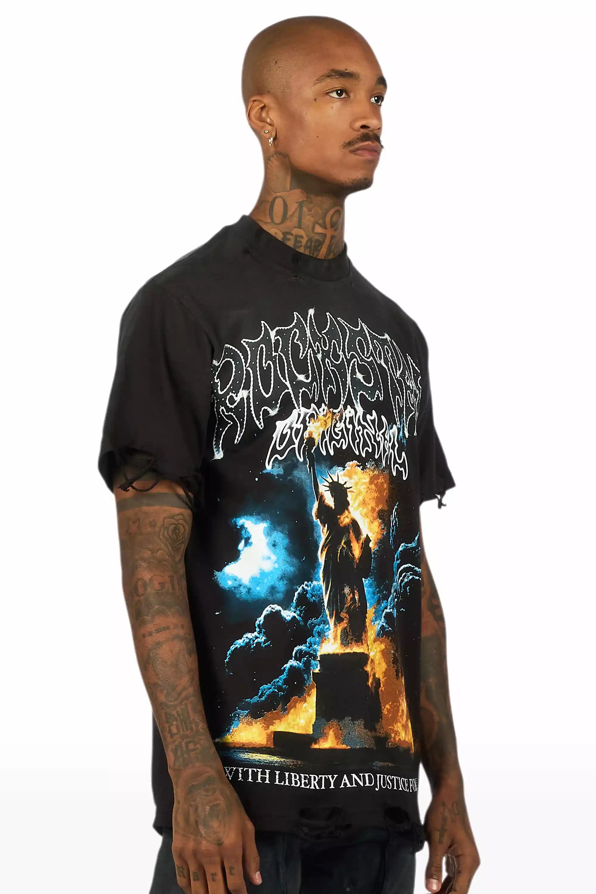 Liberta Black/Multi Oversized Graphic T-Shirt