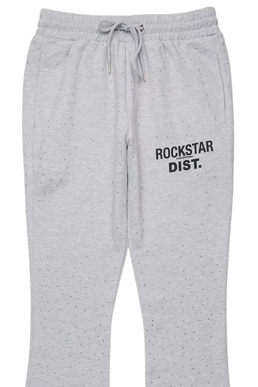 Alpine Rhinestone Heather Grey Stacked Flare Pant
